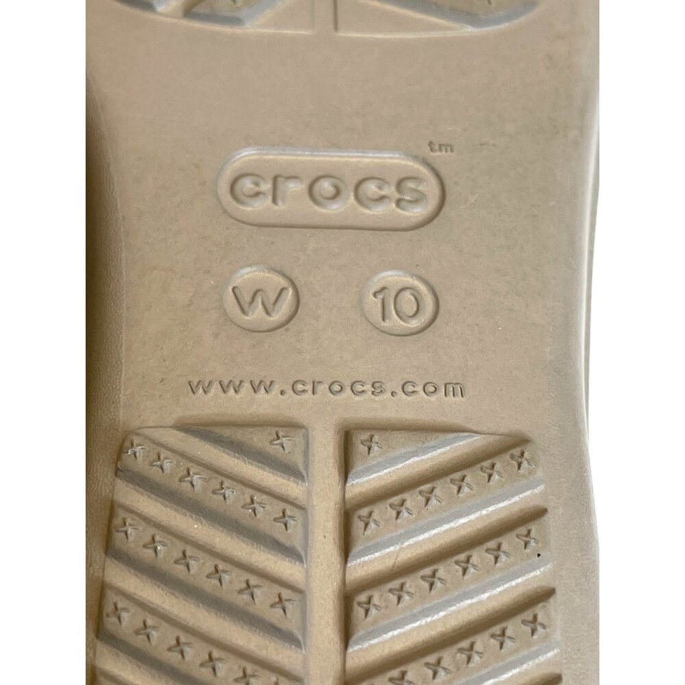 Crocs Sandal Wedge Strap Slides Slip on Water Shoes Flip Flop Size 10 Khaki Tan - Picture 5 of 8